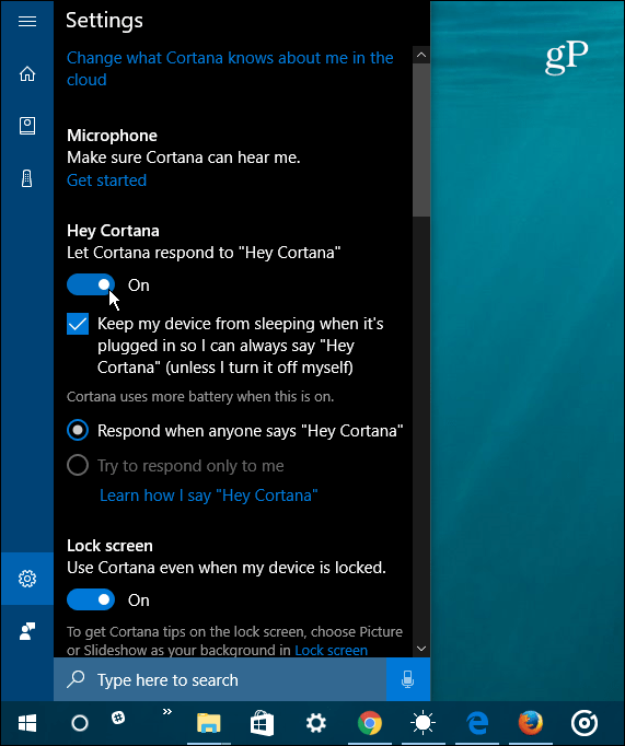 omogoči hej Cortana