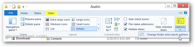 Kako prikazati razširitve za znane vrste datotek v sistemu Windows 8