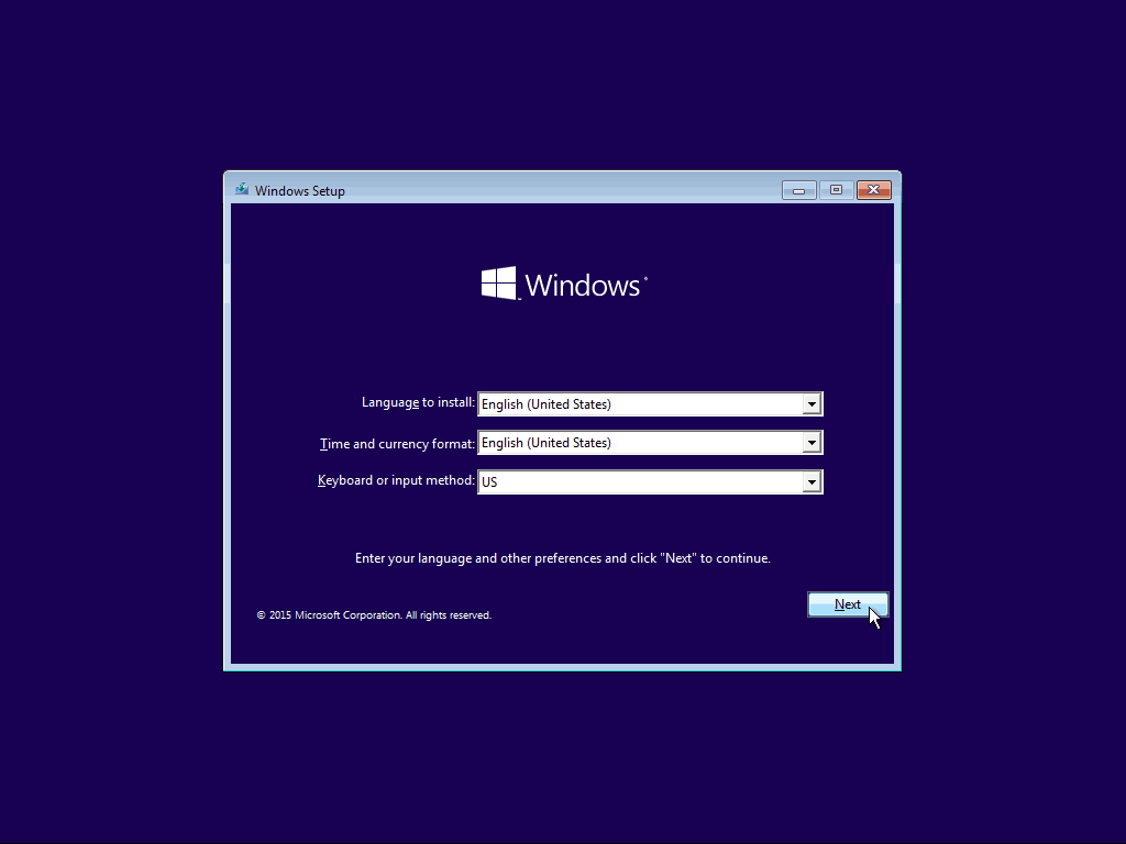 01 Jezikovna namestitev Windows 10 Clean Install
