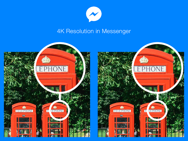 Uporabniki Facebook Messengerja v izbranih državah lahko zdaj pošiljajo in prejemajo fotografije v ločljivosti 4K.
