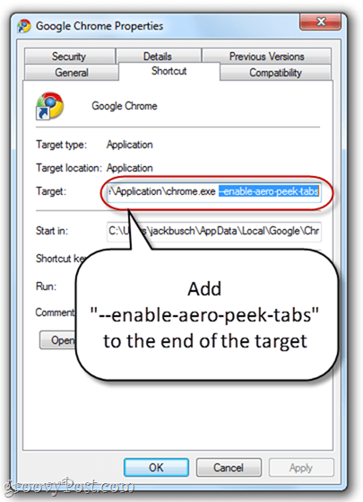 Omogoči Aero Peek na vseh zavihkih Google Chrome