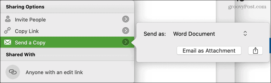 Pošljite Copy Word Settings v Mac