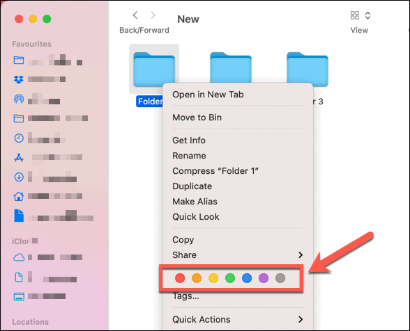Nastavitev privzete barvne oznake za mapo v Macu