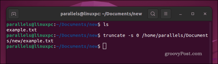 Praznjenje datoteke Linux z ukazom truncate