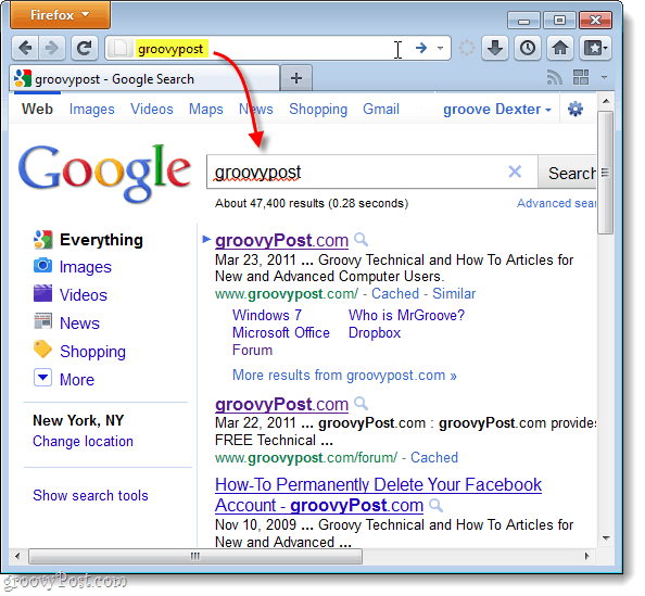 v Googlu Firefox 4 privzeto poiščite Google