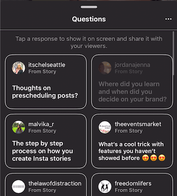 Vprašanja na Instagram Stories