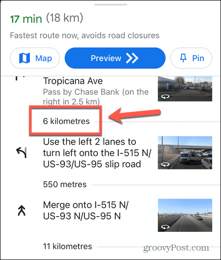 google maps razdalje v km