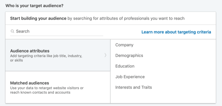 Kdo je vaša ciljna publika v LinkedIn Campaign Manager