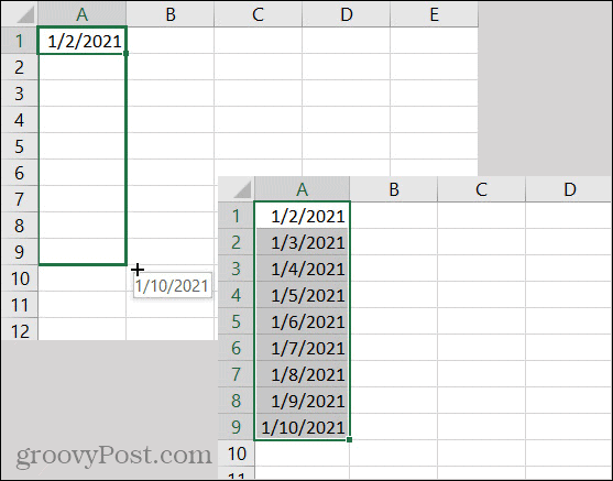 Datumi samodejnega izpolnjevanja v Excelu