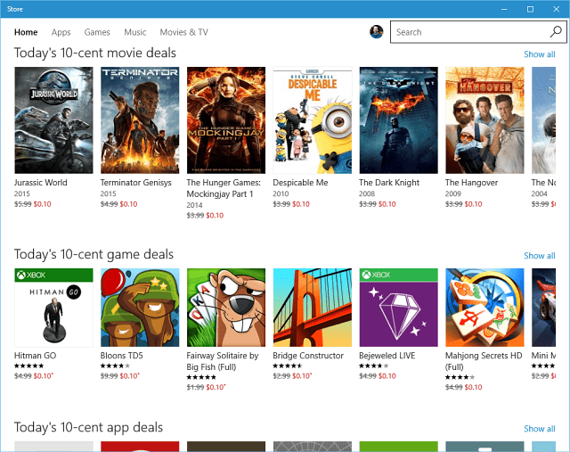 Deset ponudb za Windows Store