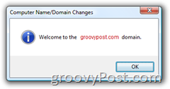 Windows Vista Pridružite se zaslonu dobrodošlice za domeno AD Active Directory