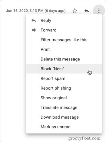 Blokiranje v Gmailu