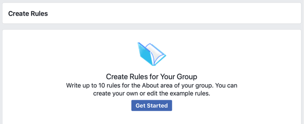 Kako izboljšati skupnost Facebook skupin, Facebook možnost, da začnete ustvarjati pravila za svojo skupino