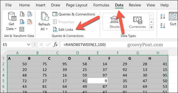 Urejanje povezav v Excelu