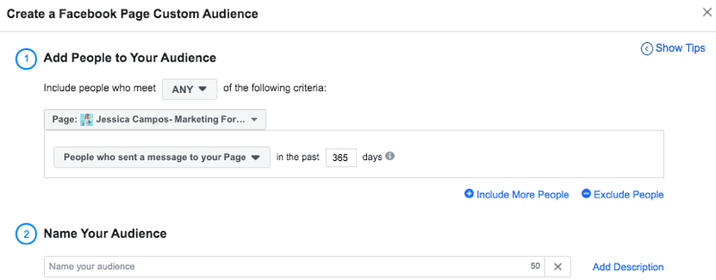 nastavite Facebook občinstvo po meri ljudi, ki so poslali stran