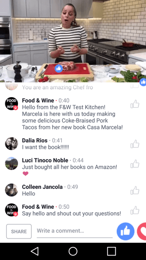 Food & Wine predstavlja kuharico Marcelo Valladolid v sotrženem oddajanju v živo na Facebooku, ki koristi obema stranema.