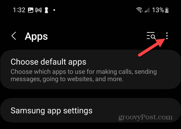 gumb menija aplikacij za Android