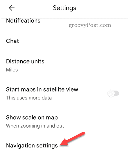 Odprite nastavitve mobilne navigacije Google Maps
