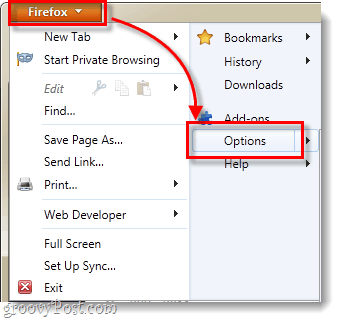možnosti menija Firefox 4