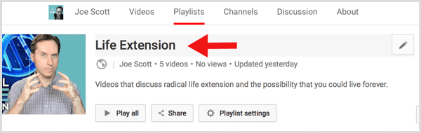YouTube uredi naslov seznama predvajanja