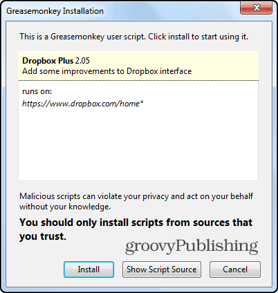 Struktura Dropboxovega skripta Firefox za namestitev