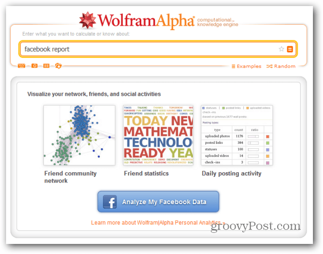 wolfram alpha facebook poročilo analizira
