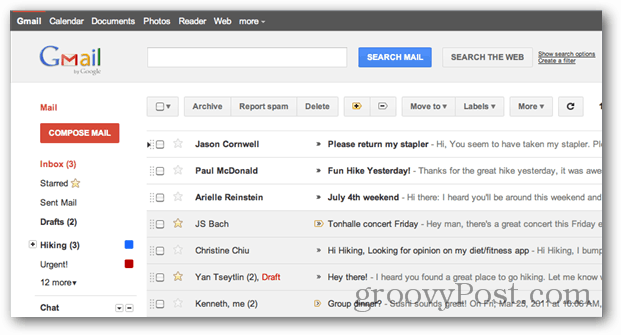 Preoblikovanje uporabniškega vmesnika Gmail