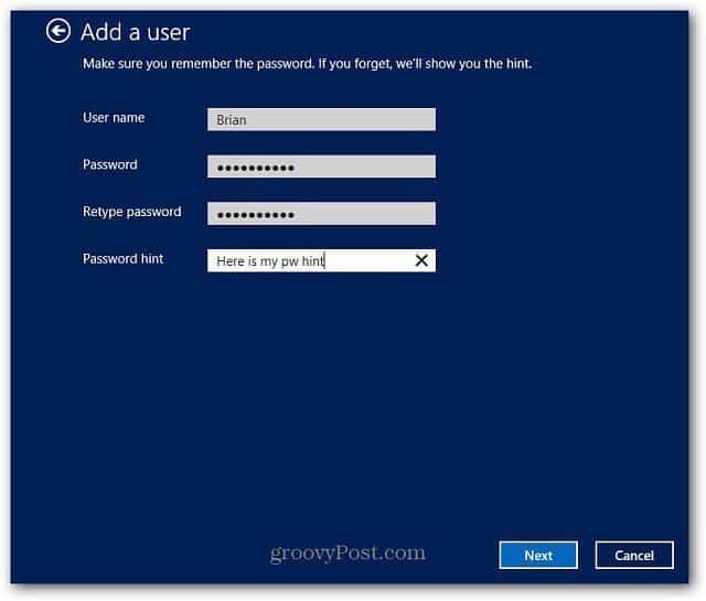 Ustvarite lokalni račun v sistemu Windows 8 in se prijavite brez internetne povezave
