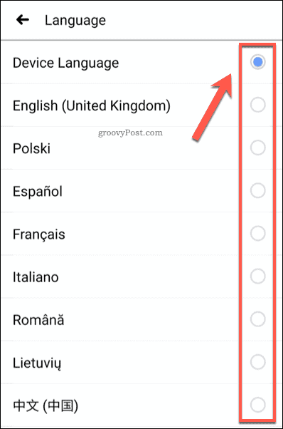 Nastavite nastavitev Facebookovega jezika na mobilni telefon