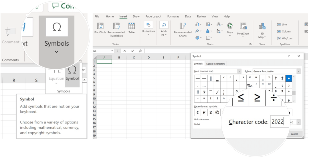 Vstavite simbol v Microsoft Excel