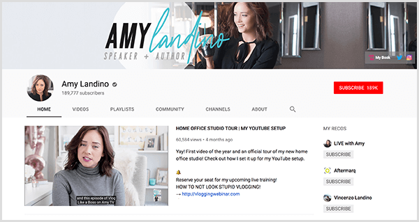 AmyTV je Amy Landino preimenovan YouTube kanal. Na strani kanala so fotografije Amy in video, s katerim je lansirala svoj rebranded kanal.