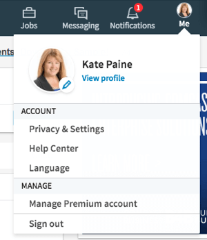 Kliknite ikono Jaz, da uredite svoj profil in nastavitve zasebnosti.