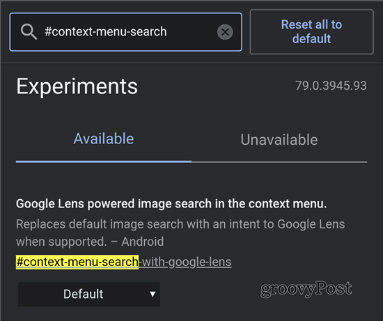Iskanje Google Lens Chrome omogočeno