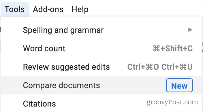 Orodja Primerjajte dokumente v Google Dokumentih