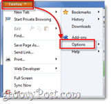 odprite Firefox 4 možnosti