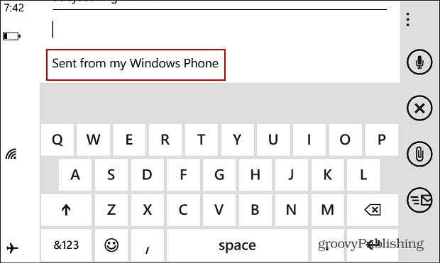 E-poštni podpis Windows Phone