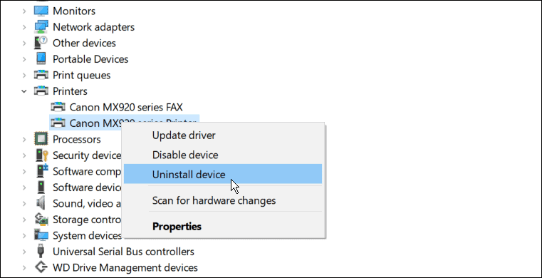 uninstall fix tiskalniški pogon ni na voljo v sistemu Windows 11