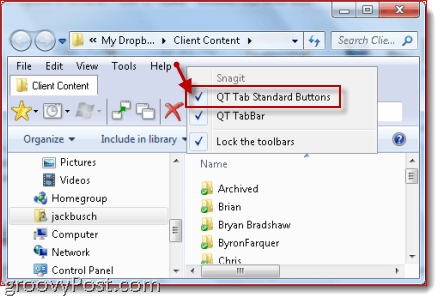 brskanje po zavihkih v Windows Explorerju qttabbar