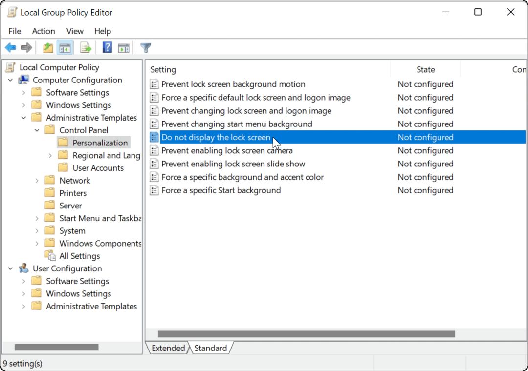 Onemogočite zaklenjeni zaslon v sistemu Windows 11