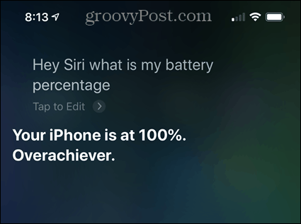 Preverite odstotek baterije iPhone s pomočjo Siri