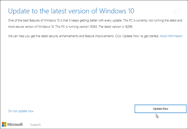 pomočnik za posodobitev Windows 10