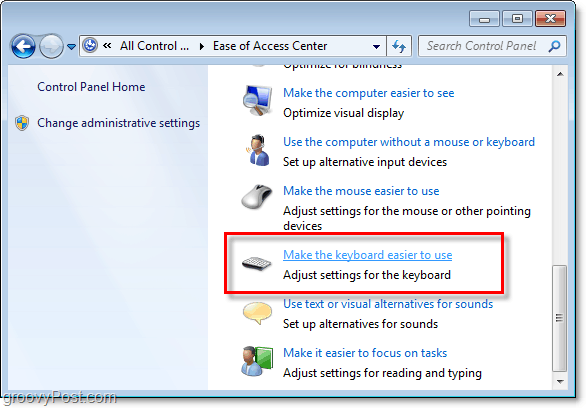 Kako onemogočiti lepljive in filtrirne tipke v operacijskem sistemu Windows 7