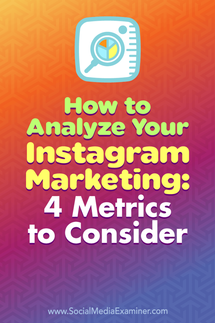 Kako analizirati svoj marketing na Instagramu: 4 meritve, ki jih mora upoštevati Alexandra Lamachenka v programu Social Media Examiner.