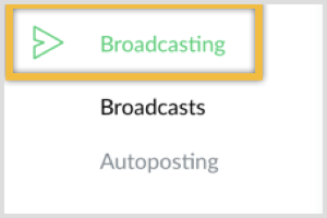 Prijavite se v ManyChat in kliknite Broadcasting.