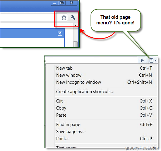 v menijski vrstici Google Chrome krom je prikazana samo ikona ključa