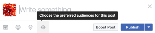 Kliknite ikono za ciljanje, da z orodjem za optimizacijo občinstva dodate oznake in omejitve.