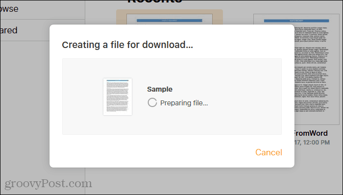 Strani v iCloud-u pripravljajo datoteko Word