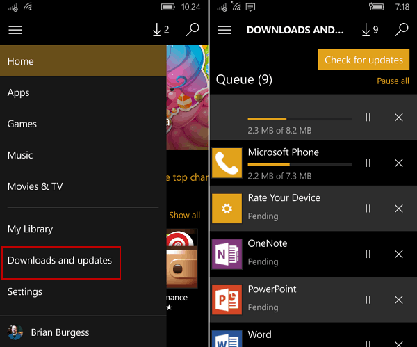 aplikacije za ročno posodabljanje Windows 10 Mobile