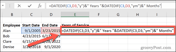 excel z datumom, če so leta in meseci popolni