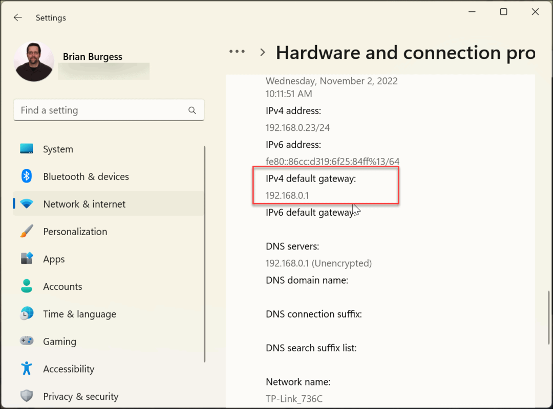 Poiščite naslov IP svojega usmerjevalnika v sistemu Windows 11